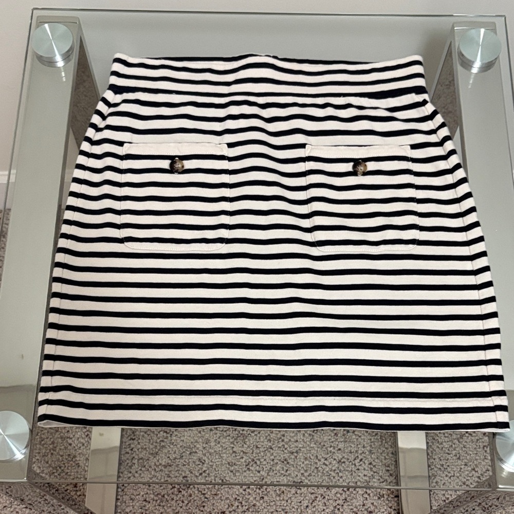 J. Crew Black and White Striped Pencil Skirt
